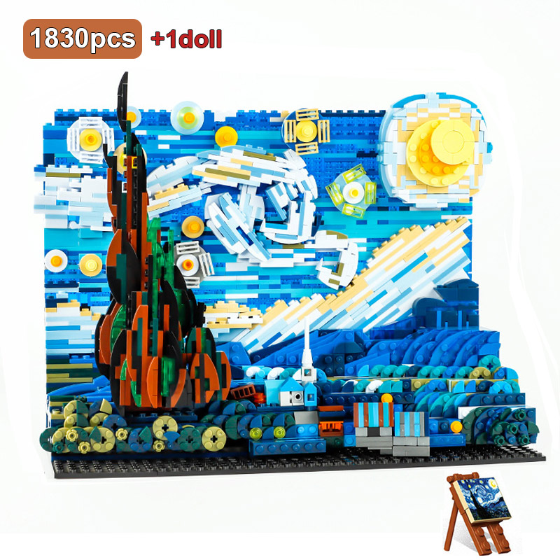 New 1830Pcs Van Gogh Starry Sk - Photography Architecture recension och pris