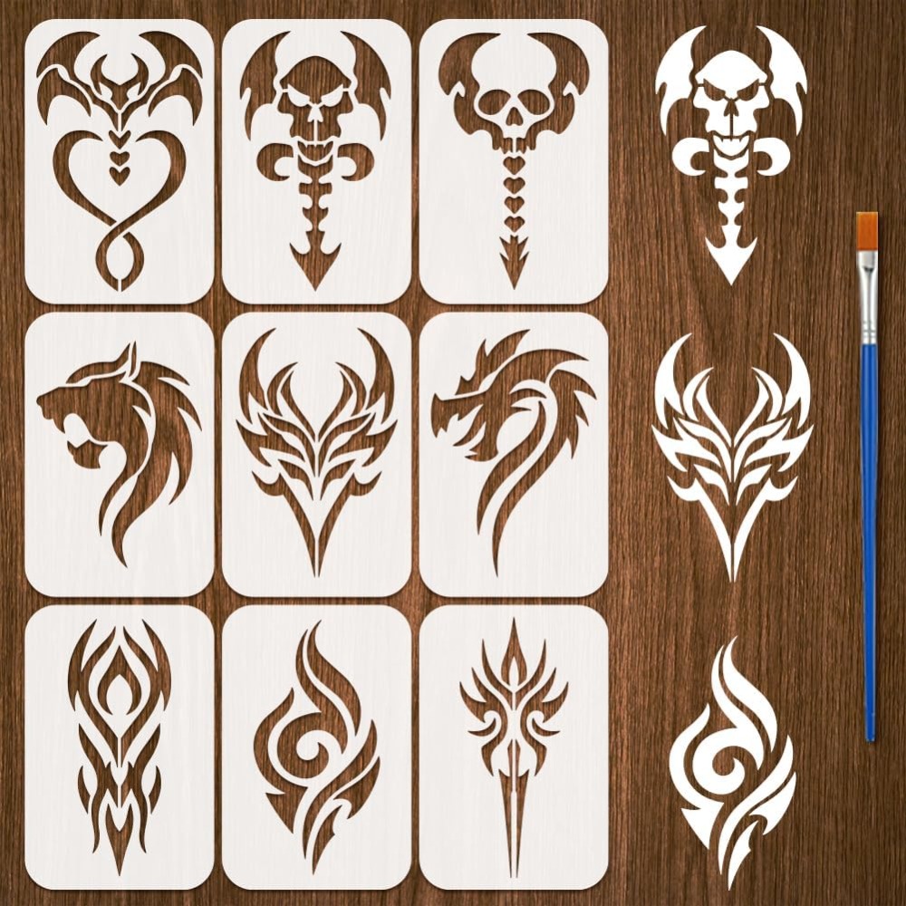9PCS Tattoo Pattern Stencil fo - Photography Techniques recension och pris
