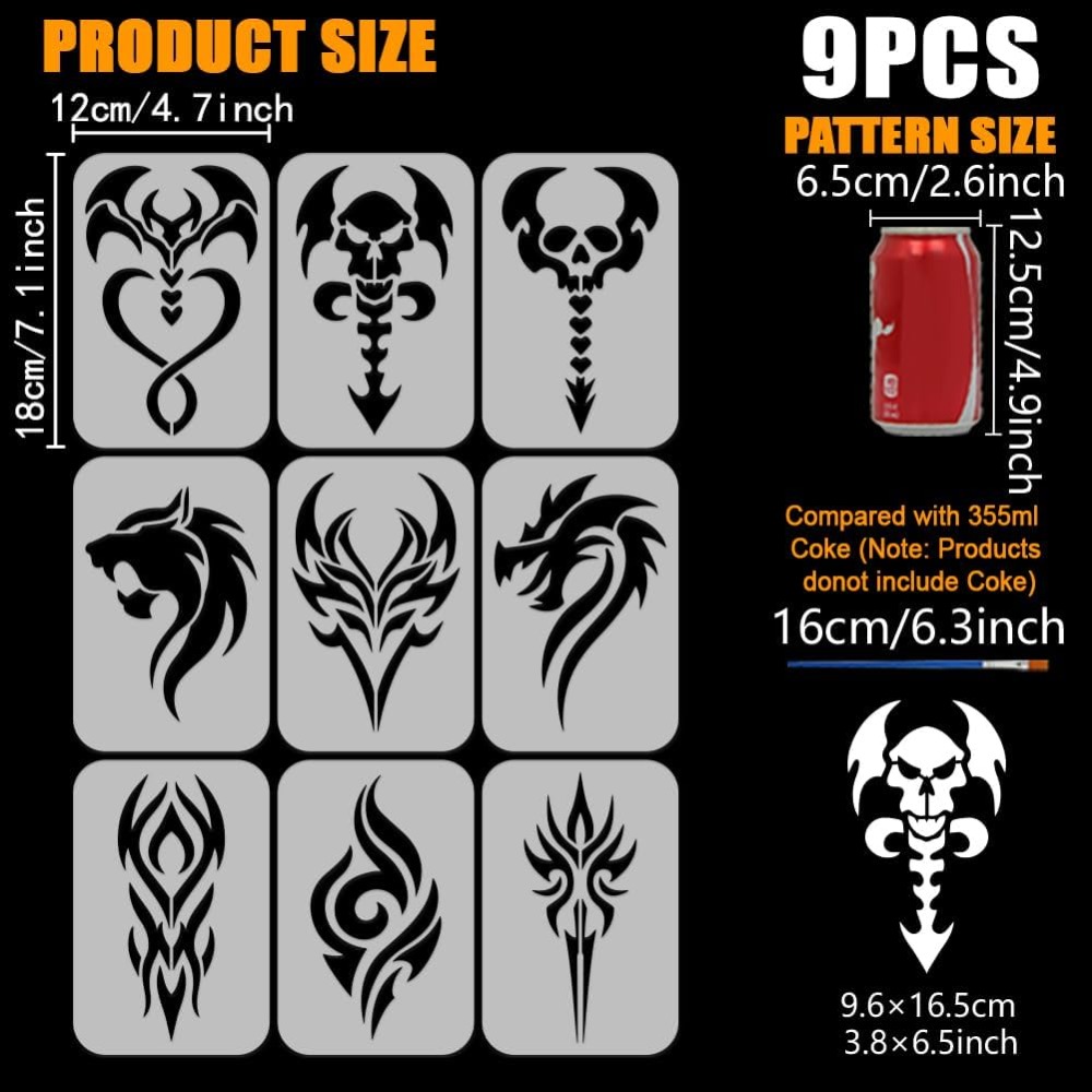 9PCS Tattoo Pattern Stencil fo - Photography Techniques recension och pris