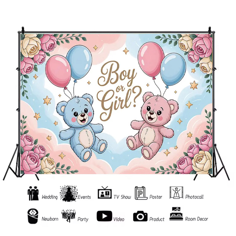 Gender ​Reveal Theme Backdrop  - Photography Architecture recension och pris
