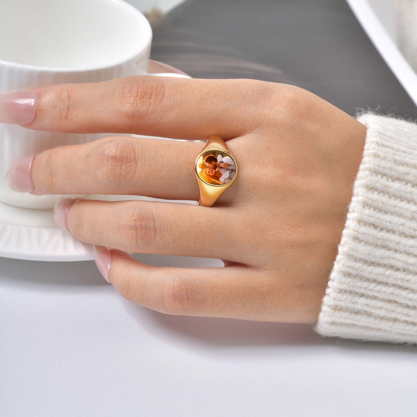 Custom Photo Signet Ring for W - Photography Logo recension och pris